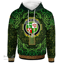 ScotsTee Shop Irish House of O'CONRY Coat of Arms Family Crest Ireland Hoodie Celtic Cross Shamrock Patterns