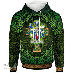 ScotsTee Shop Irish Meath Coat of Arms Family Crest Ireland Hoodie Celtic Cross Shamrock Patterns