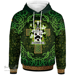 ScotsTee Shop Irish McPierce or Pierce Coat of Arms Family Crest Ireland Hoodie Celtic Cross Shamrock Patterns
