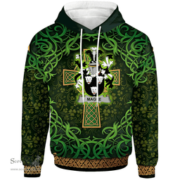 ScotsTee Shop Irish Magee or McGee Coat of Arms Family Crest Ireland Hoodie Celtic Cross Shamrock Patterns