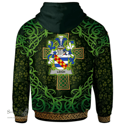 ScotsTee Shop Irish Leigh or McLaeghis Coat of Arms Family Crest Ireland Hoodie Celtic Cross Shamrock Patterns