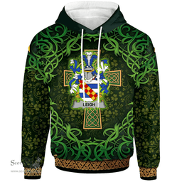 ScotsTee Shop Irish Leigh or McLaeghis Coat of Arms Family Crest Ireland Hoodie Celtic Cross Shamrock Patterns