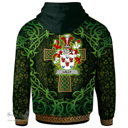 ScotsTee Shop Irish Lally or O'Mullally Coat of Arms Family Crest Ireland Hoodie Celtic Cross Shamrock Patterns