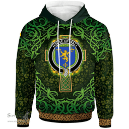 ScotsTee Shop Irish House of WALL Coat of Arms Family Crest Ireland Hoodie Celtic Cross Shamrock Patterns