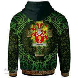 ScotsTee Shop Irish Marsh Coat of Arms Family Crest Ireland Hoodie Celtic Cross Shamrock Patterns