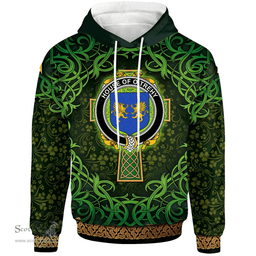 ScotsTee Shop Irish House of O'TREHY (Troy) Coat of Arms Family Crest Ireland Hoodie Celtic Cross Shamrock Patterns