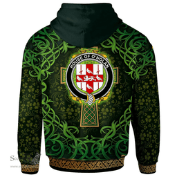 ScotsTee Shop Irish House of O'NOLAN Coat of Arms Family Crest Ireland Hoodie Celtic Cross Shamrock Patterns