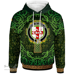 ScotsTee Shop Irish House of O'NOLAN Coat of Arms Family Crest Ireland Hoodie Celtic Cross Shamrock Patterns