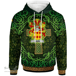 ScotsTee Shop Irish Lavin or O'Lavin Coat of Arms Family Crest Ireland Hoodie Celtic Cross Shamrock Patterns