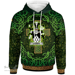 ScotsTee Shop Irish Looney or O'Lunney Coat of Arms Family Crest Ireland Hoodie Celtic Cross Shamrock Patterns
