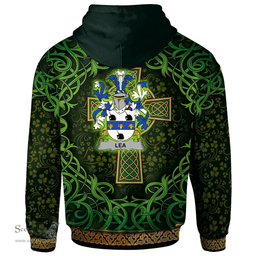 ScotsTee Shop Irish Lea or McLea Coat of Arms Family Crest Ireland Hoodie Celtic Cross Shamrock Patterns