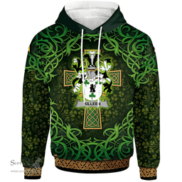 ScotsTee Shop Irish Killeen or O'Killeen Coat of Arms Family Crest Ireland Hoodie Celtic Cross Shamrock Patterns