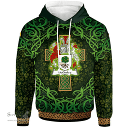 ScotsTee Shop Irish McCluskey Coat of Arms Family Crest Ireland Hoodie Celtic Cross Shamrock Patterns