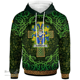 ScotsTee Shop Irish Morrogh or Morrow Coat of Arms Family Crest Ireland Hoodie Celtic Cross Shamrock Patterns