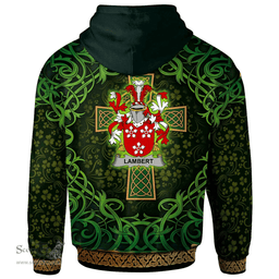 ScotsTee Shop Irish Lambert Coat of Arms Family Crest Ireland Hoodie Celtic Cross Shamrock Patterns