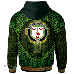ScotsTee Shop Irish House of O'MULLAN Coat of Arms Family Crest Ireland Hoodie Celtic Cross Shamrock Patterns
