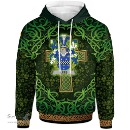 ScotsTee Shop Irish Lees or McAleese Coat of Arms Family Crest Ireland Hoodie Celtic Cross Shamrock Patterns
