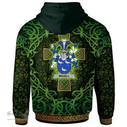 ScotsTee Shop Irish Magill Coat of Arms Family Crest Ireland Hoodie Celtic Cross Shamrock Patterns