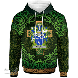 ScotsTee Shop Irish Magill Coat of Arms Family Crest Ireland Hoodie Celtic Cross Shamrock Patterns