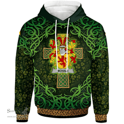 ScotsTee Shop Irish McHale or MacHale Coat of Arms Family Crest Ireland Hoodie Celtic Cross Shamrock Patterns