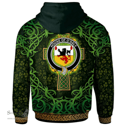 ScotsTee Shop Irish House of O'DALY Coat of Arms Family Crest Ireland Hoodie Celtic Cross Shamrock Patterns