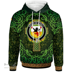 ScotsTee Shop Irish House of O'DALY Coat of Arms Family Crest Ireland Hoodie Celtic Cross Shamrock Patterns