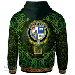 ScotsTee Shop Irish House of O'HAGAN Coat of Arms Family Crest Ireland Hoodie Celtic Cross Shamrock Patterns