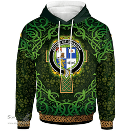 ScotsTee Shop Irish House of O'HAGAN Coat of Arms Family Crest Ireland Hoodie Celtic Cross Shamrock Patterns