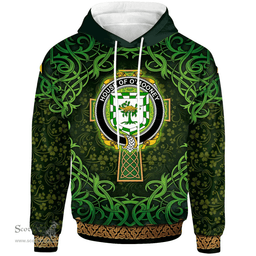 ScotsTee Shop Irish House of O'MOONEY Coat of Arms Family Crest Ireland Hoodie Celtic Cross Shamrock Patterns