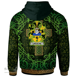 ScotsTee Shop Irish Lincolne Coat of Arms Family Crest Ireland Hoodie Celtic Cross Shamrock Patterns