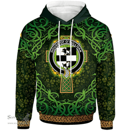 ScotsTee Shop Irish House of O'SULLIVAN (Beare) Coat of Arms Family Crest Ireland Hoodie Celtic Cross Shamrock Patterns