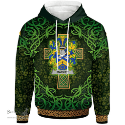 ScotsTee Shop Irish Mackey Coat of Arms Family Crest Ireland Hoodie Celtic Cross Shamrock Patterns