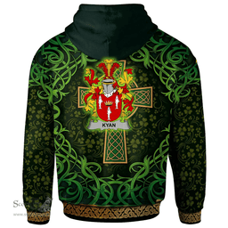 ScotsTee Shop Irish Kyan or O'Kyan Coat of Arms Family Crest Ireland Hoodie Celtic Cross Shamrock Patterns