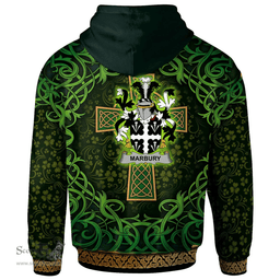 ScotsTee Shop Irish Marbury or Maybery Coat of Arms Family Crest Ireland Hoodie Celtic Cross Shamrock Patterns