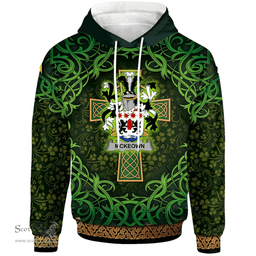 ScotsTee Shop Irish McKeown Coat of Arms Family Crest Ireland Hoodie Celtic Cross Shamrock Patterns
