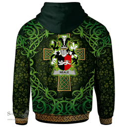 ScotsTee Shop Irish Neale Coat of Arms Family Crest Ireland Hoodie Celtic Cross Shamrock Patterns