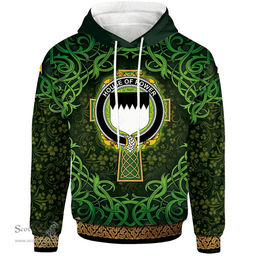 ScotsTee Shop Irish House of POWER Coat of Arms Family Crest Ireland Hoodie Celtic Cross Shamrock Patterns