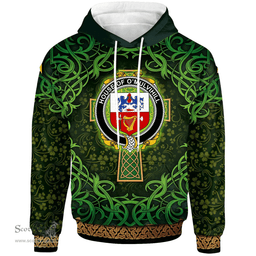 ScotsTee Shop Irish House of O'MULVIHILL Coat of Arms Family Crest Ireland Hoodie Celtic Cross Shamrock Patterns