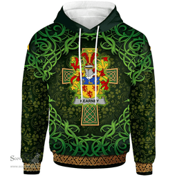 ScotsTee Shop Irish Kearney or O'Kearney Coat of Arms Family Crest Ireland Hoodie Celtic Cross Shamrock Patterns