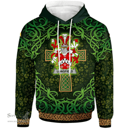 ScotsTee Shop Irish Longfield Coat of Arms Family Crest Ireland Hoodie Celtic Cross Shamrock Patterns