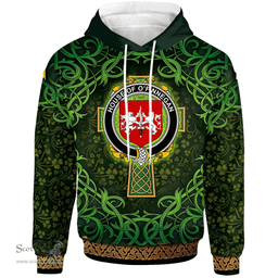 ScotsTee Shop Irish House of O'FINNEGAN Coat of Arms Family Crest Ireland Hoodie Celtic Cross Shamrock Patterns
