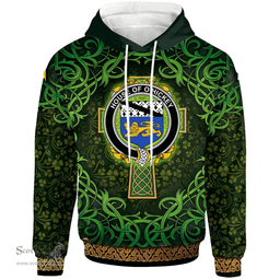 ScotsTee Shop Irish House of O'HICKEY Coat of Arms Family Crest Ireland Hoodie Celtic Cross Shamrock Patterns