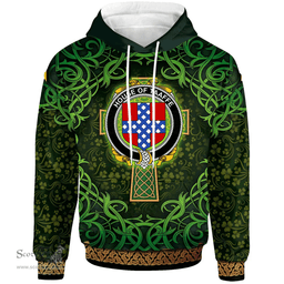 ScotsTee Shop Irish House of TAAFFE Coat of Arms Family Crest Ireland Hoodie Celtic Cross Shamrock Patterns