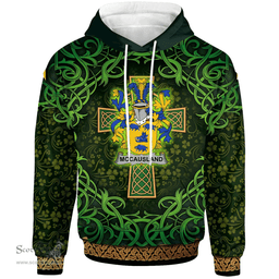 ScotsTee Shop Irish McCausland Coat of Arms Family Crest Ireland Hoodie Celtic Cross Shamrock Patterns