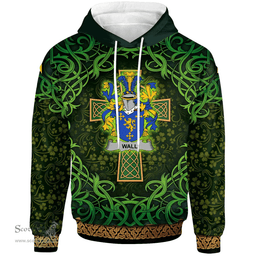 ScotsTee Shop Irish Wall Coat of Arms Family Crest Ireland Hoodie Celtic Cross Shamrock Patterns