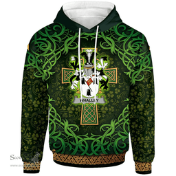ScotsTee Shop Irish Whalley Coat of Arms Family Crest Ireland Hoodie Celtic Cross Shamrock Patterns