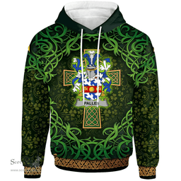 ScotsTee Shop Irish Palles Coat of Arms Family Crest Ireland Hoodie Celtic Cross Shamrock Patterns