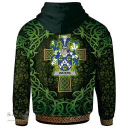 ScotsTee Shop Irish Waters Coat of Arms Family Crest Ireland Hoodie Celtic Cross Shamrock Patterns