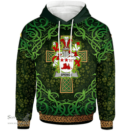 ScotsTee Shop Irish Spence Coat of Arms Family Crest Ireland Hoodie Celtic Cross Shamrock Patterns