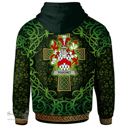 ScotsTee Shop Irish Touchet Coat of Arms Family Crest Ireland Hoodie Celtic Cross Shamrock Patterns